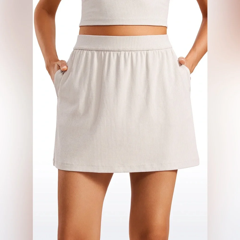 Ribbed High Rise Pocket A Line Skirt 14'' - Picture 4 of 9